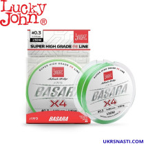 Шнур плетёный Lucky John Basara Light Green Х4 PE размотка 150м светло-зелёный